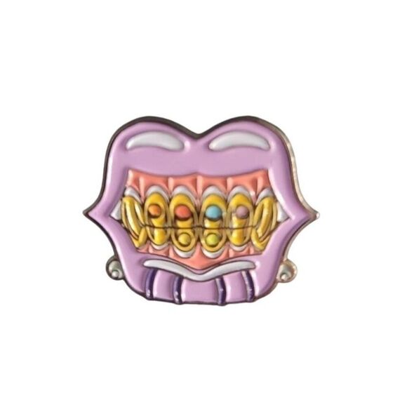 Thanos Grills Grillz Fronts Frontz Streetwear Urban Hood Life Jacket Enamel Pin - Picture 1 of 2
